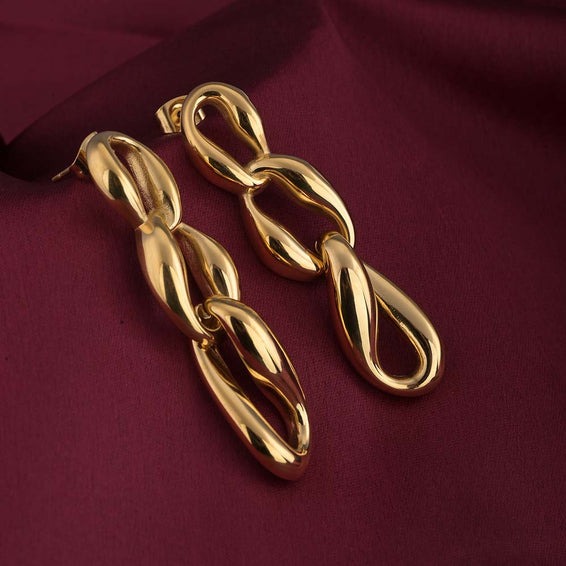 Linked Gold Chain Drop Earrings