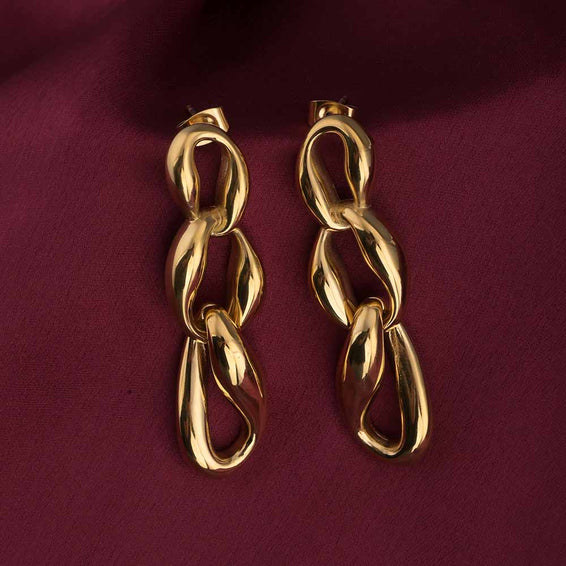 Linked Gold Chain Drop Earrings