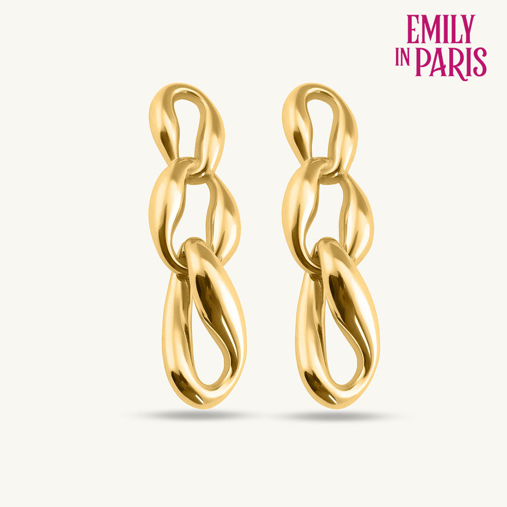 Linked Gold Chain Drop Earrings