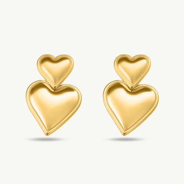 Gold Hearts Drop Earrings