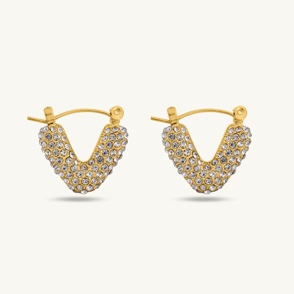 Zircon Studded Gold Hoop Earrings