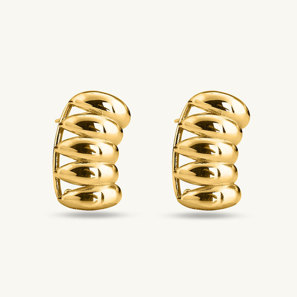 Striped Gold Stud Earrings