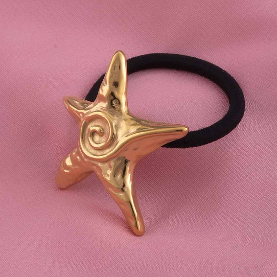 Gold Starfish Hair Tie