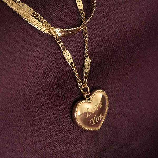 "Love You" Engraved Layered Necklace