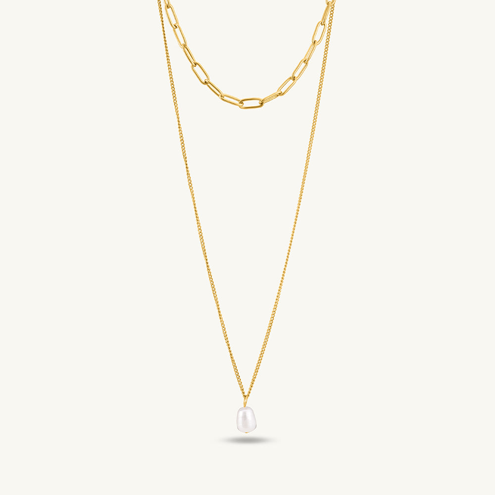 Pearl Link Chain Layered Necklace