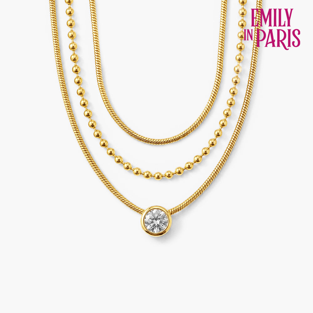 Golden Layers With Stone Necklace
