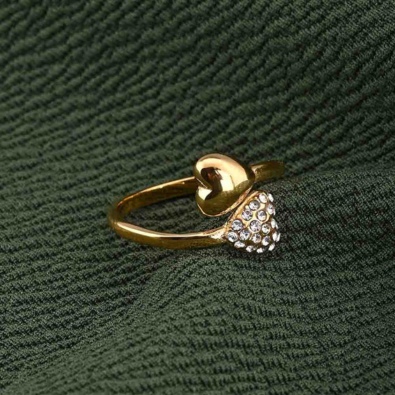 Gold Stone Studded Heart Shaped Ring