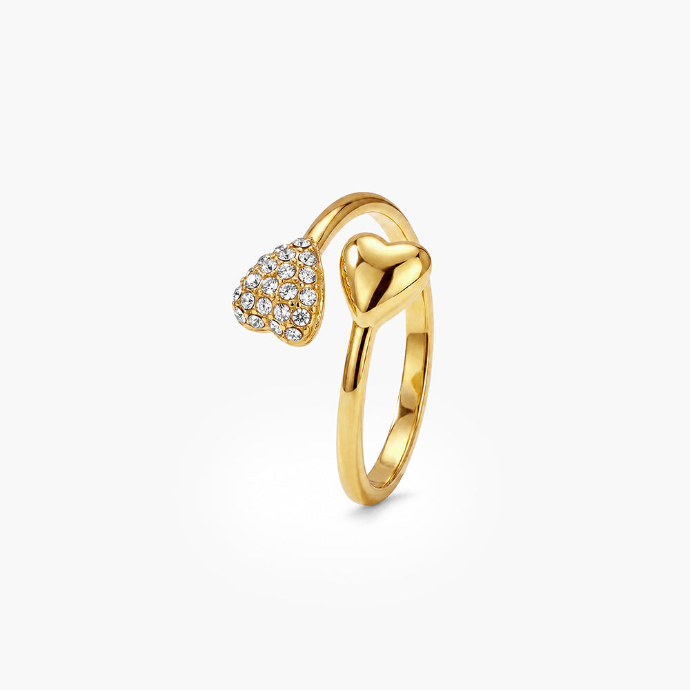 Gold Stone Studded Heart Shaped Ring