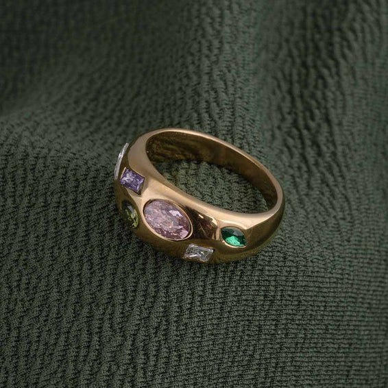 Multi Stone Unique Gold Ring