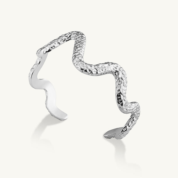 Wavy textured Cuff Silver Bracelet