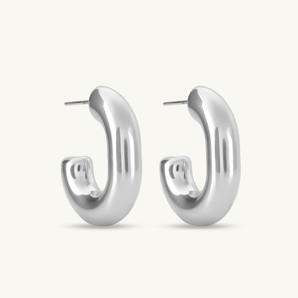 Modern Halo Earrings | Silver