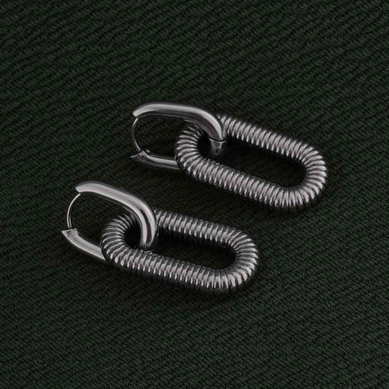 Silver Coil Drop Earrings