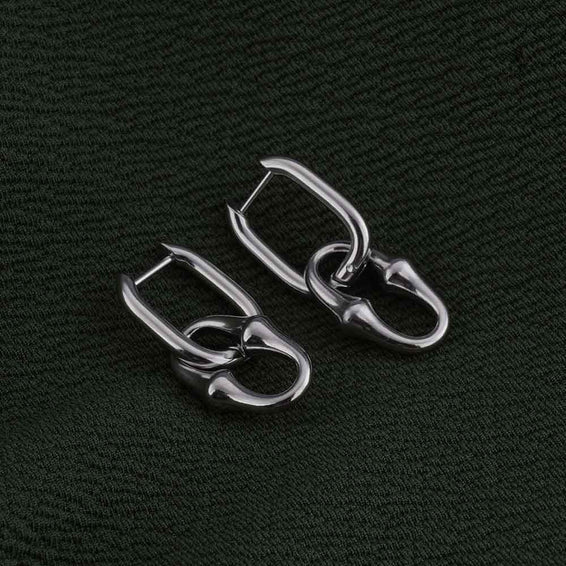 Silver Rectanguler Drop Earrings