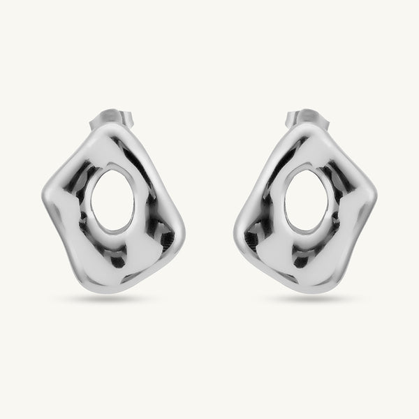 Silver Statement Stud Earrings