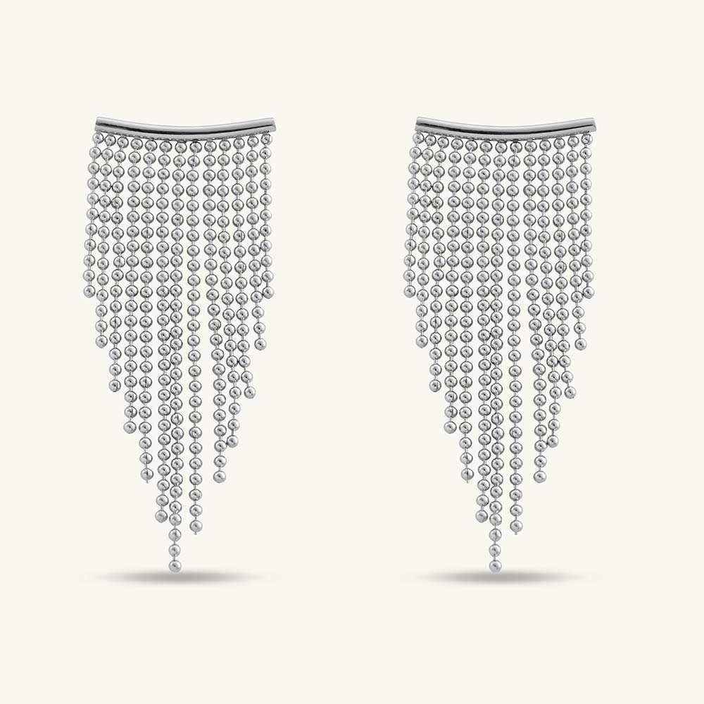 Silver Chain Tassel Earrings