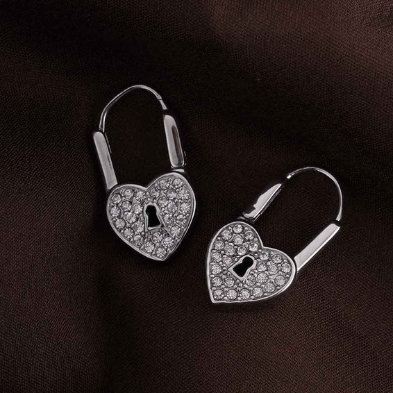 Love Lock Silver Hoop Earrings