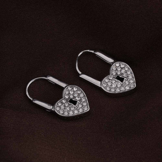 Love Lock Silver Hoop Earrings