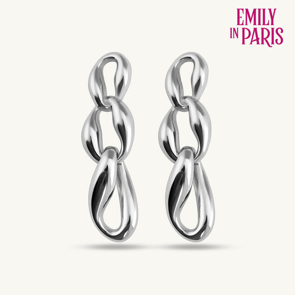 Linked Silver Chain Drop Earrings