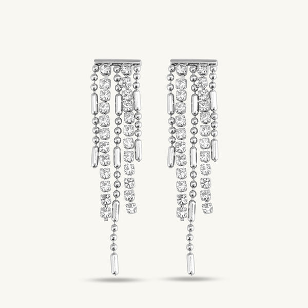 Zircon Studded Silver Drop earrings