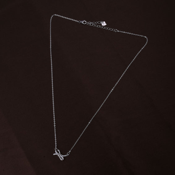 Zircon-Studded Knot Necklace | Silver