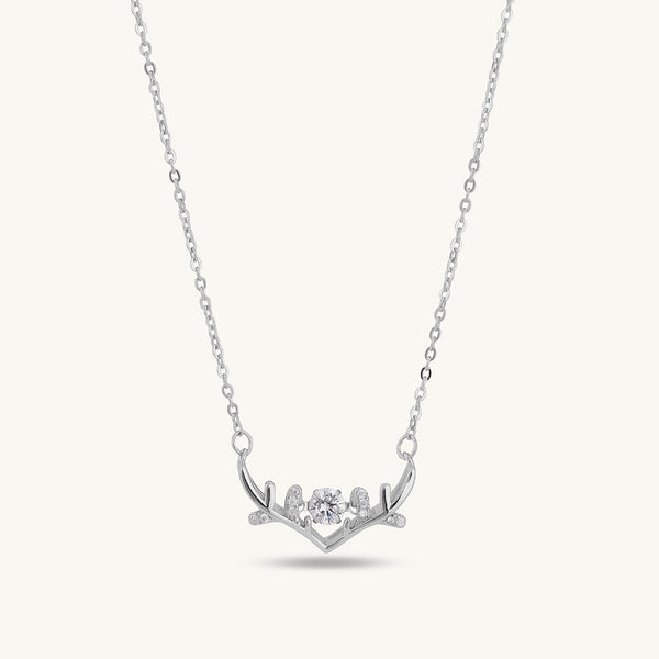 Zircon-Studded Stag Necklace | Silver