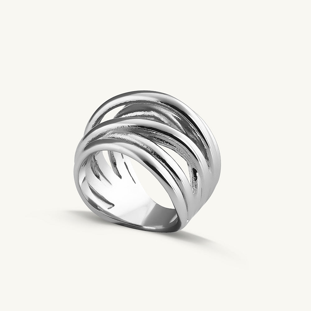 Wavy Wire Silver Ring