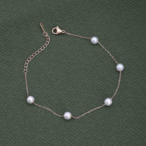 Rose-Gold Pearl Anklet