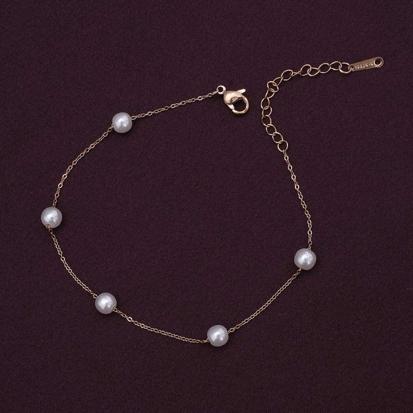 Rose-Gold Pearl Anklet