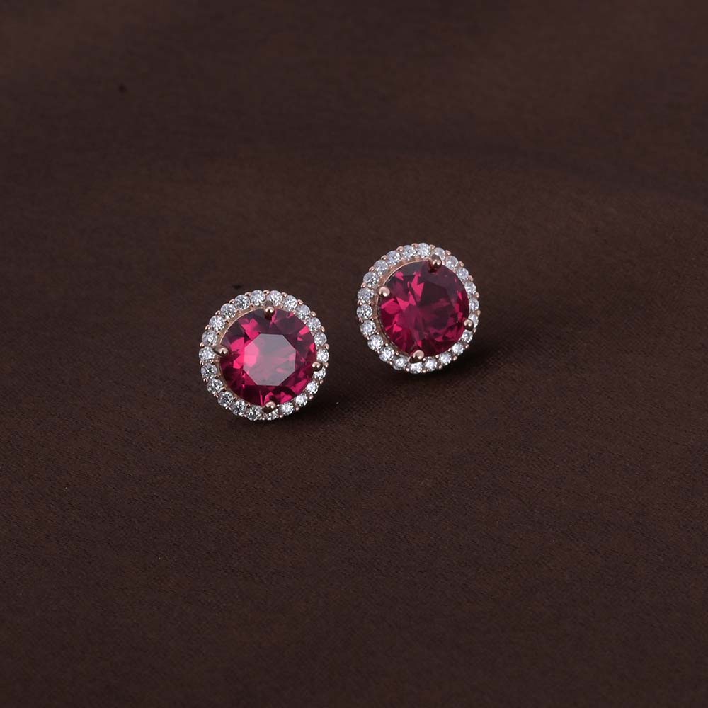 Opulent Ruby Studs | Rose Gold
