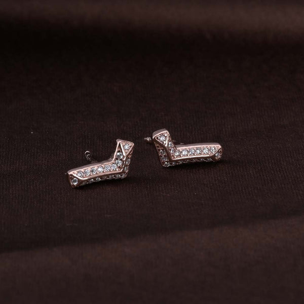 Solitaire Boomerang Studs | Rose Gold