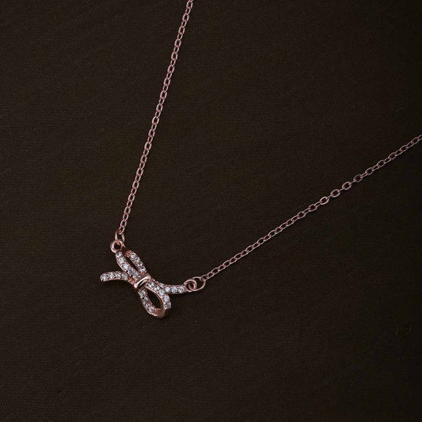 Zircon-Studded Knot Necklace | Rose Gold