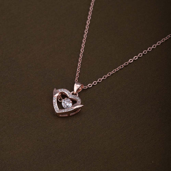 Solitaire Heart Necklace | Rose Gold