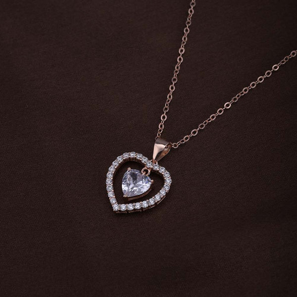 Zircon Heart Necklace | Rose Gold