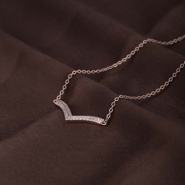 Solitaire Boomerang Necklace | Rose Gold