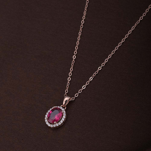 Oval Ruby Necklace | Rose Gold