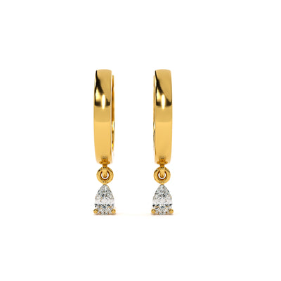 Stone Drop Dangle Hoop 9KT Gold Lab Grown Diamond Earrings