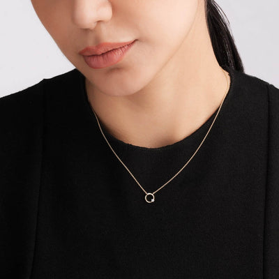 Enclosed Gem 9KT Gold Lab Grown Diamond Necklace