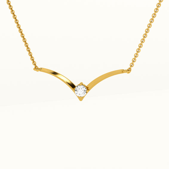 Vivid Glow 14k Gold and Solitaire Diamond Pendant with Chain