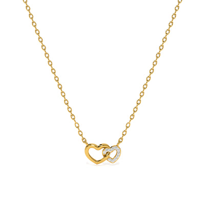Two Hearts Together Lab Grown Diamond Gold Necklace