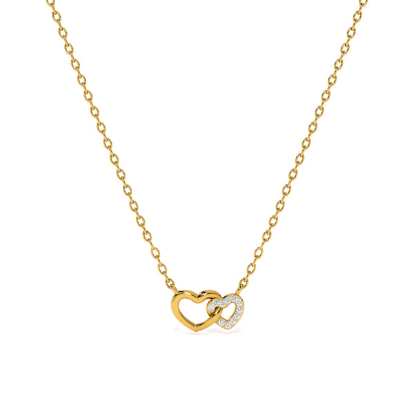 Two Hearts Together Lab Grown Diamond Gold Necklace