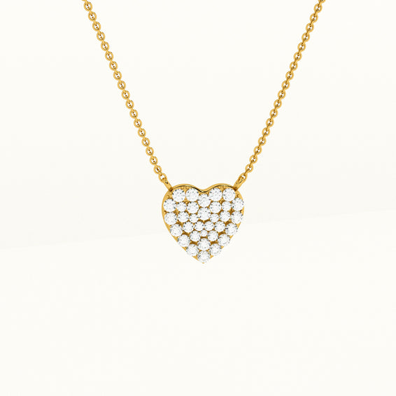 Golden Heart with Diamond Pendant with Chain