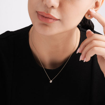 Single Solitaire 9KT Gold Lab Grown Diamond Necklace