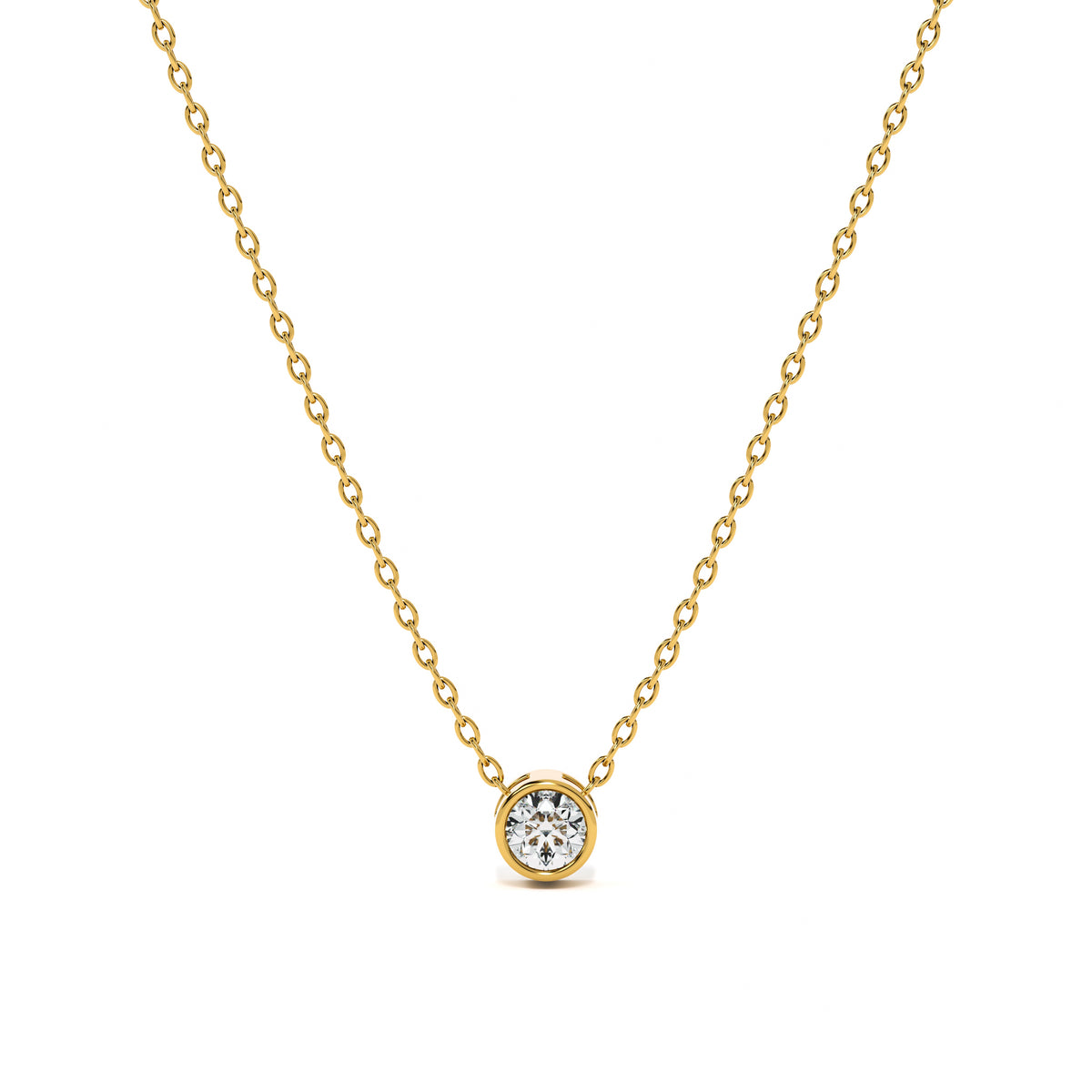 Bezel 9KT Gold Laboratory Grown Diamond Solitaire Pendant