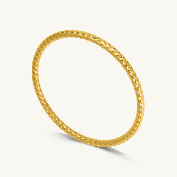 Gold Plated Circle Hammered Buddhist Bracelet