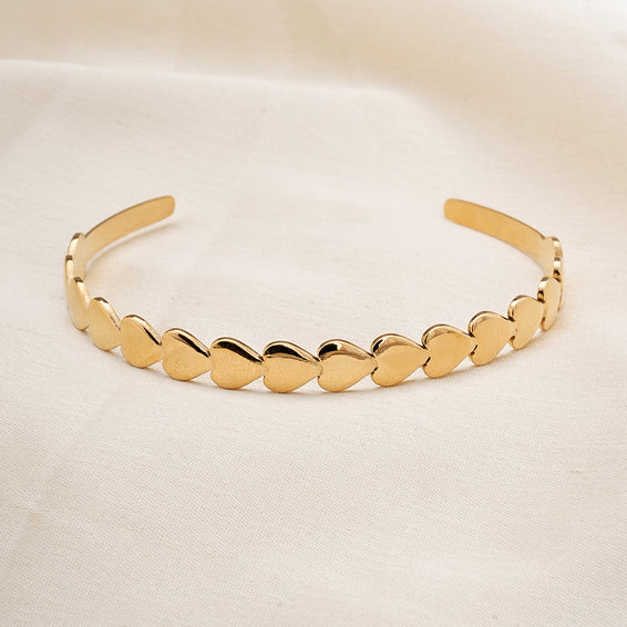 Minimalist Heart Bangle Bracelet