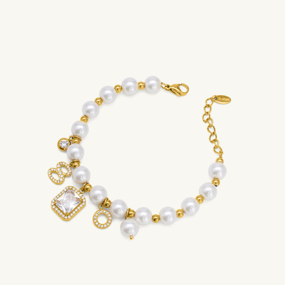 White Elegance Pearl Chain Bracelet