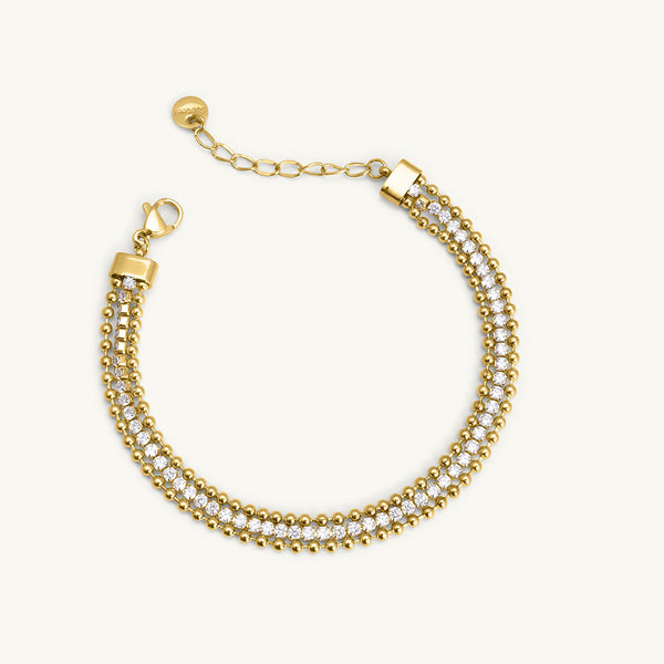 Golden Strands Stone Chain Bracelet