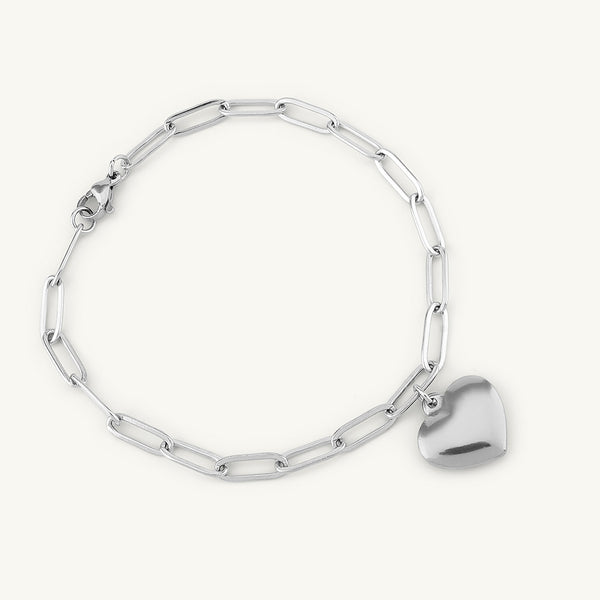 Heart Charm Silver Bracelet