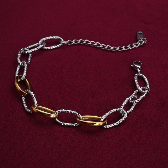 Unique Oval Link Dual Tone Bracelet