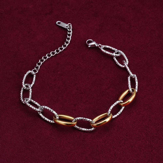 Unique Oval Link Dual Tone Bracelet